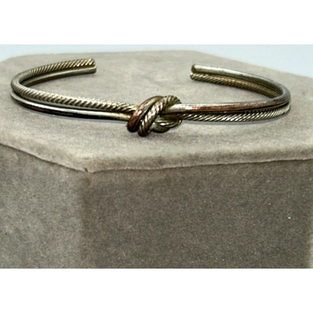 Love Knot‎ Rope Cuff Bangle Stackable Bracelet Minimalist Gold Tone 2 3/8"